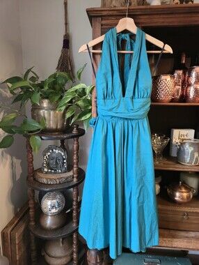 FRENCH CONNECTION Teal Halter Cotton Dress, sz 6